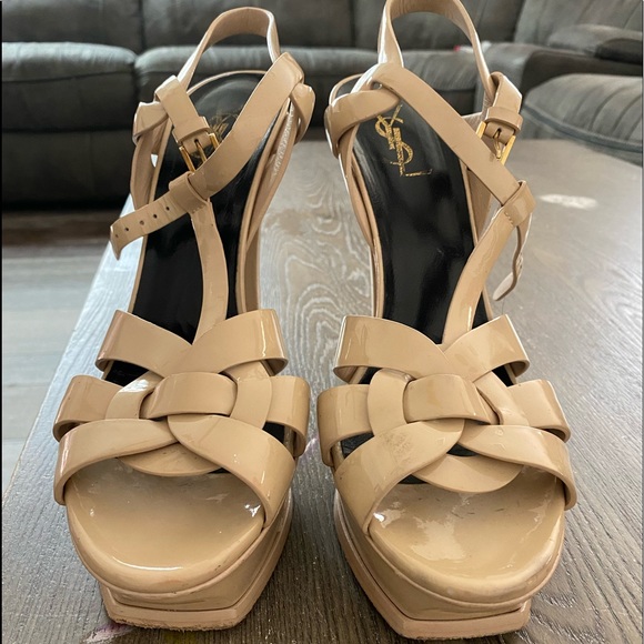 YSL NUDE patent leather tribute platform sandals size 41 - Picture 2 of 4